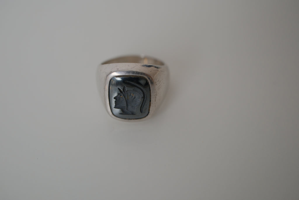Vintage MHJ Sterling silver intaglio signet ring