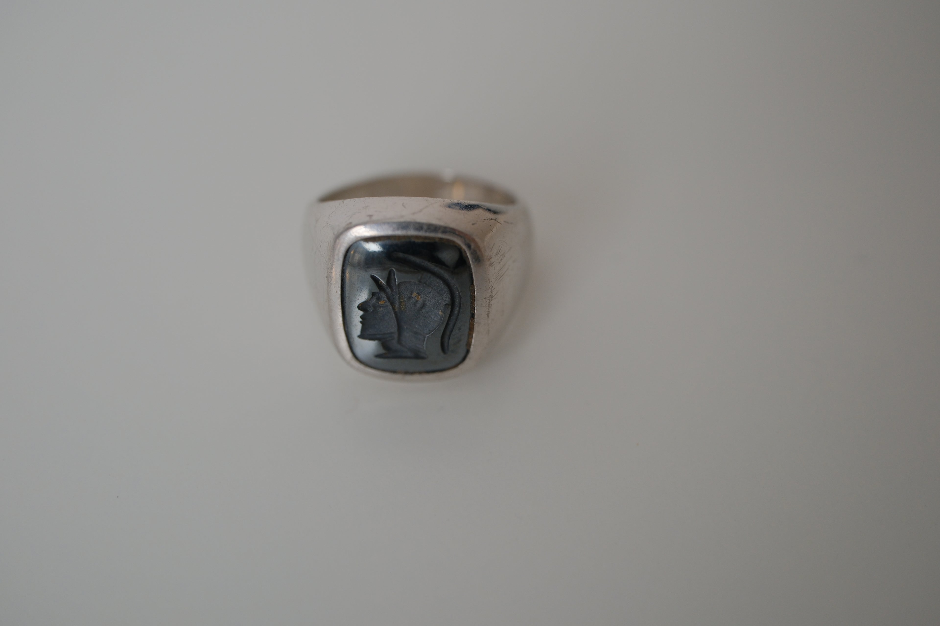 Vintage MHJ Sterling silver intaglio signet ring