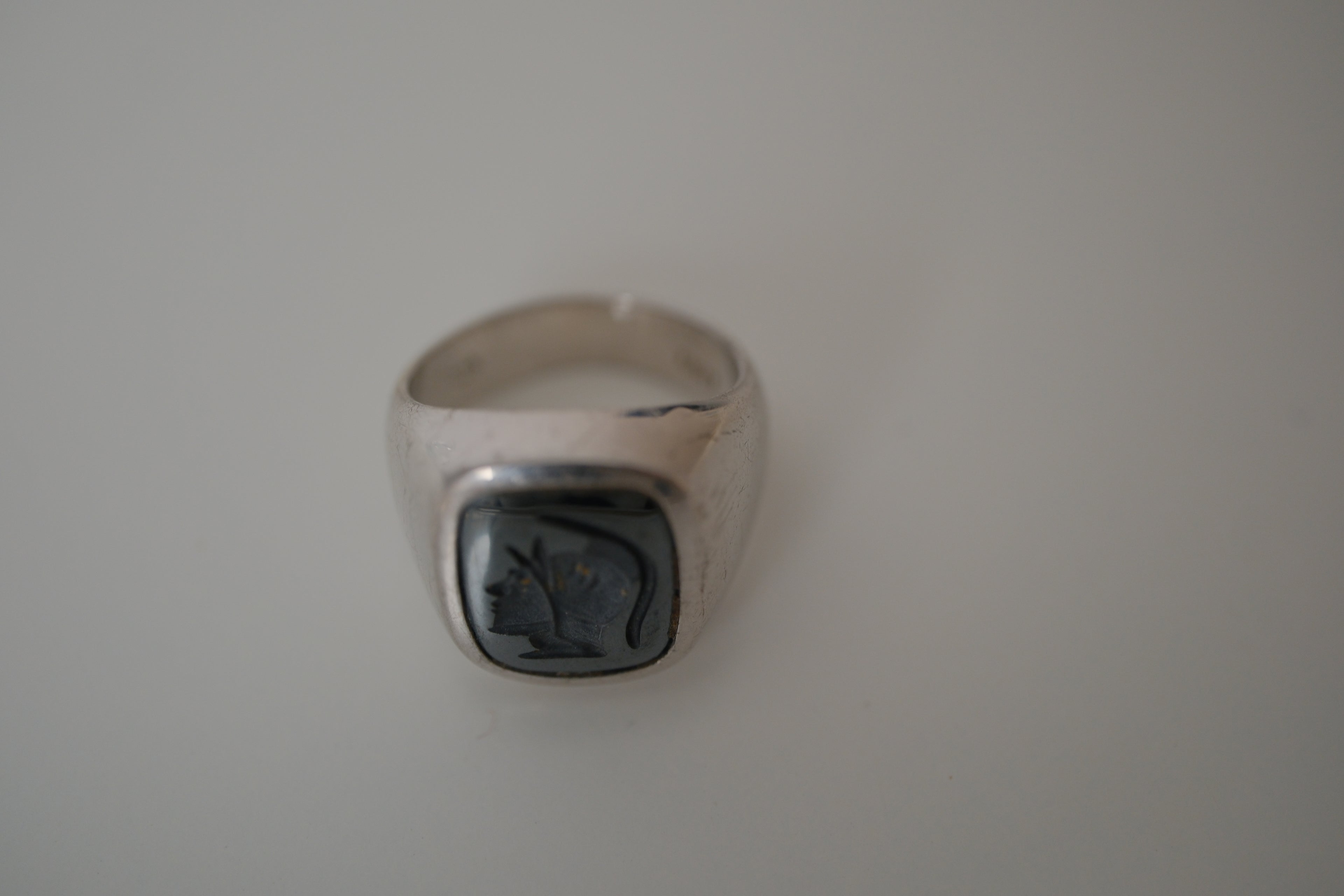 Vintage MHJ Sterling silver intaglio signet ring