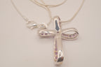 Sterling silver amethyst ribbon-style cross pendant necklace