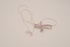 Sterling silver amethyst ribbon-style cross pendant necklace