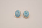 Sterling silver oval Larimar clip on earrings