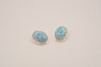 Sterling silver oval Larimar clip on earrings