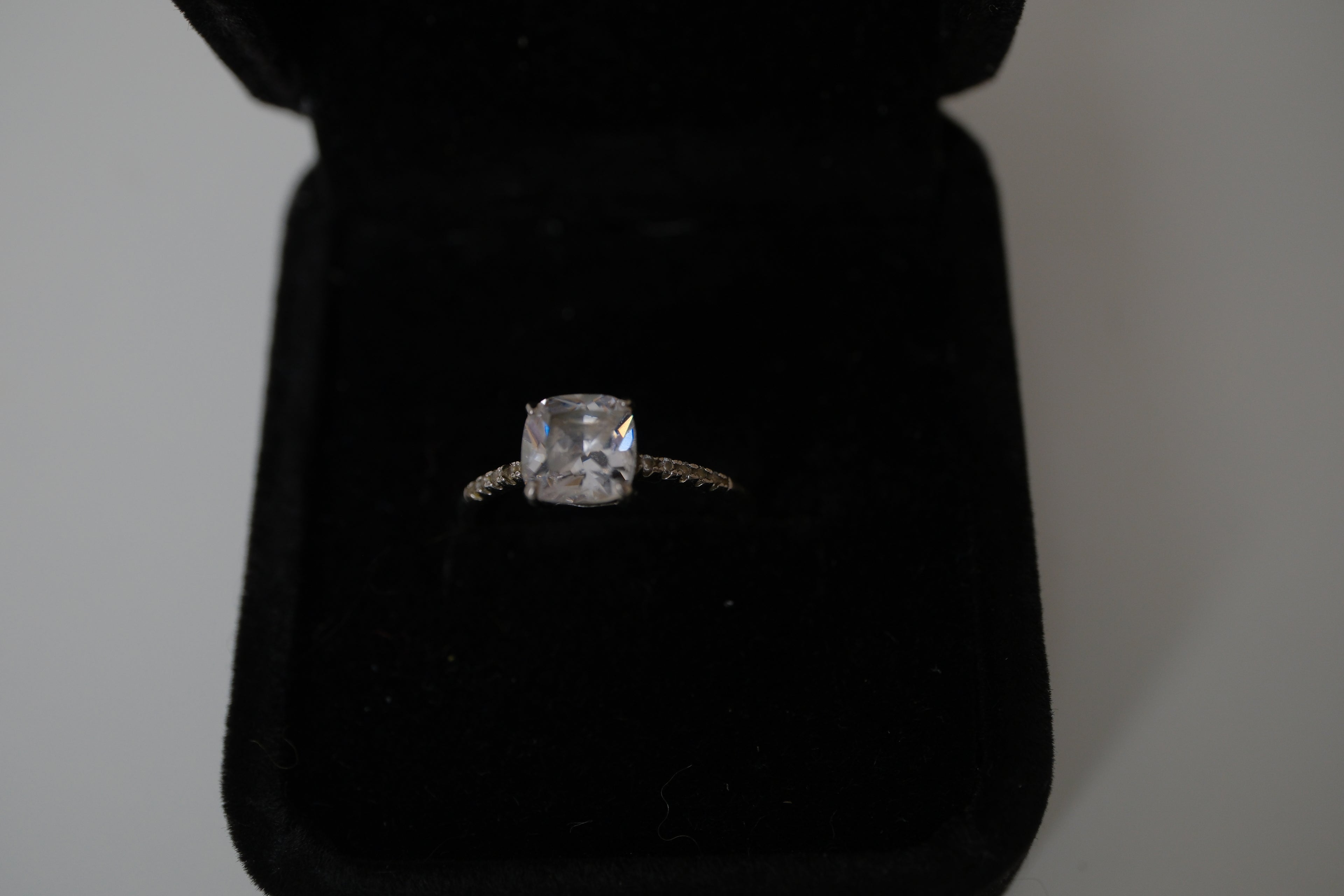 Sterling silver cushion-cut solitaire ring
