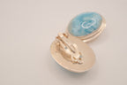 Sterling silver oval Larimar clip on earrings