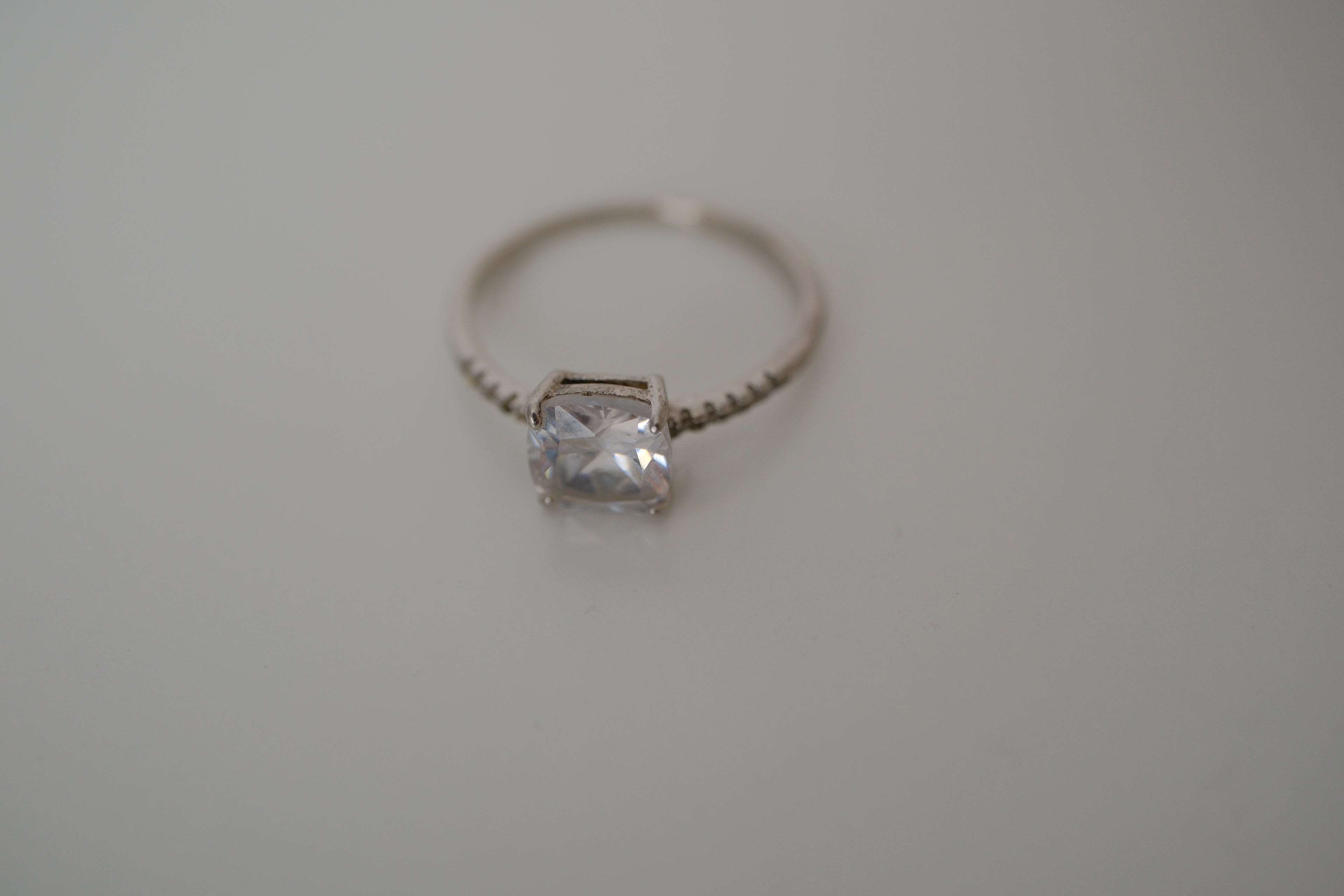 Sterling silver cushion-cut solitaire ring