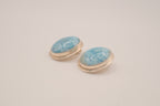 Sterling silver oval Larimar clip on earrings