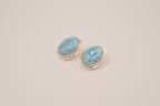 Sterling silver oval Larimar clip on earrings