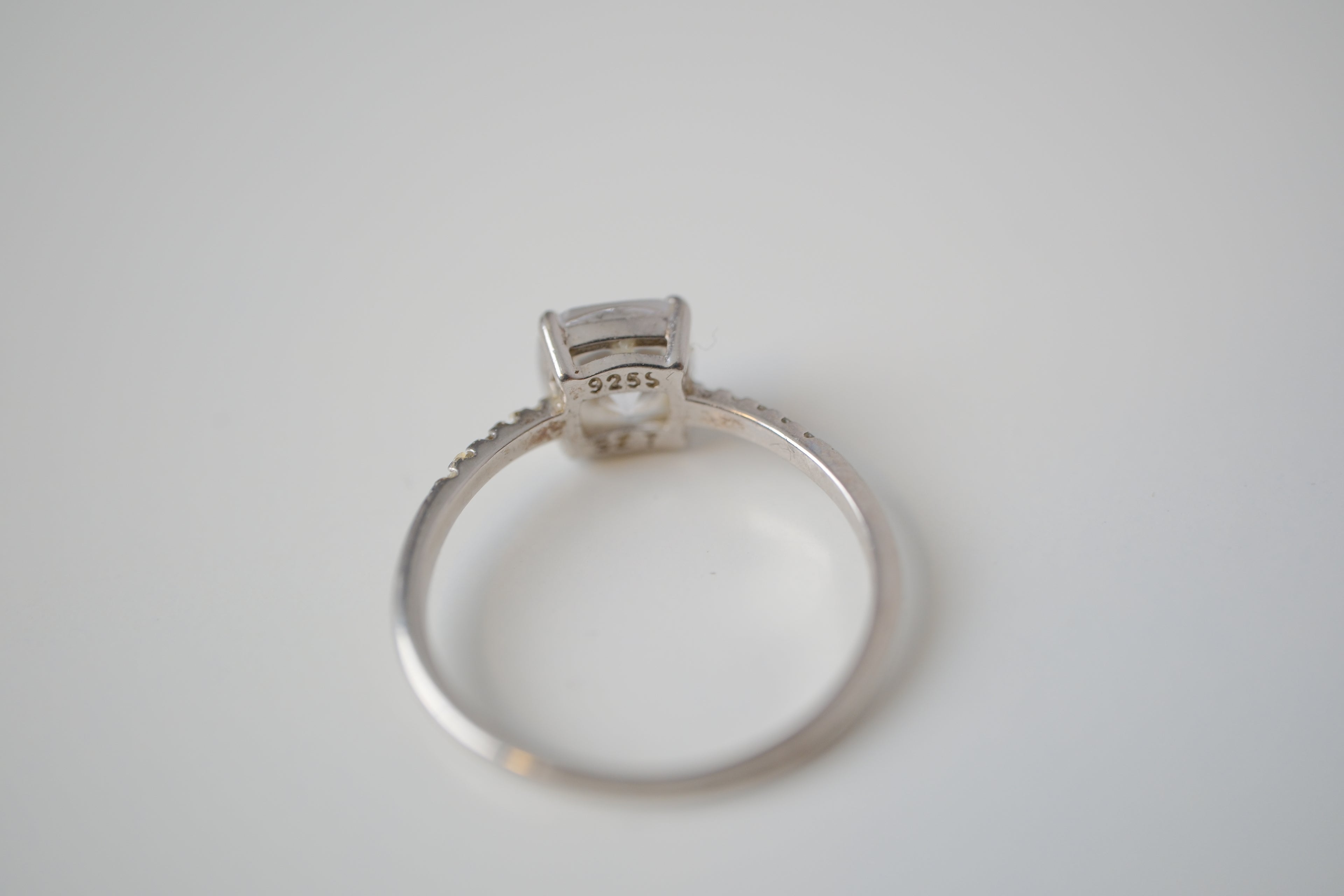 Sterling silver cushion-cut solitaire ring