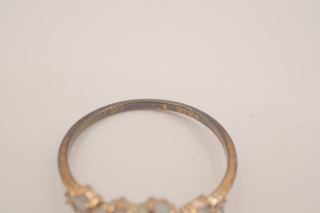 Vintage Sterling Silver asymmetric opal cluster ring