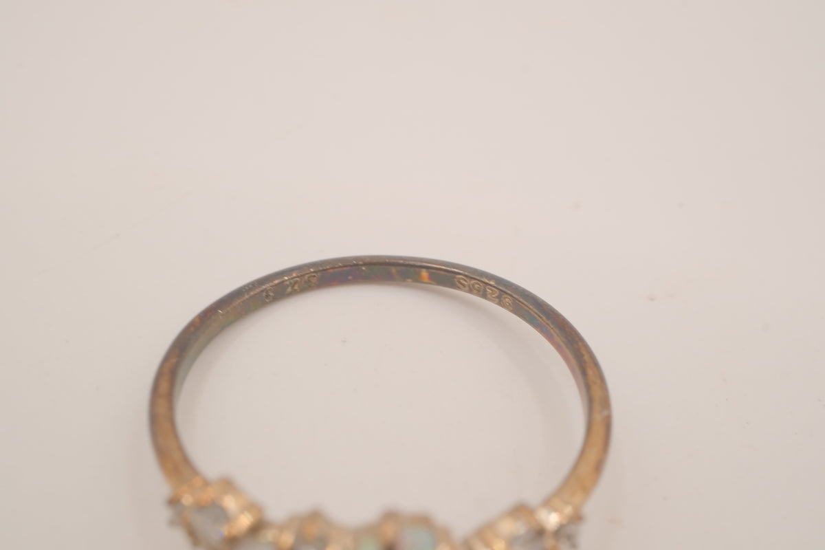 Vintage Sterling Silver asymmetric opal cluster ring