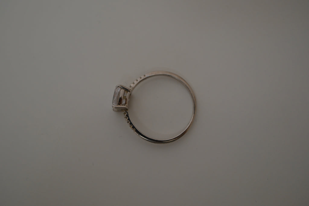 Sterling silver cushion-cut solitaire ring