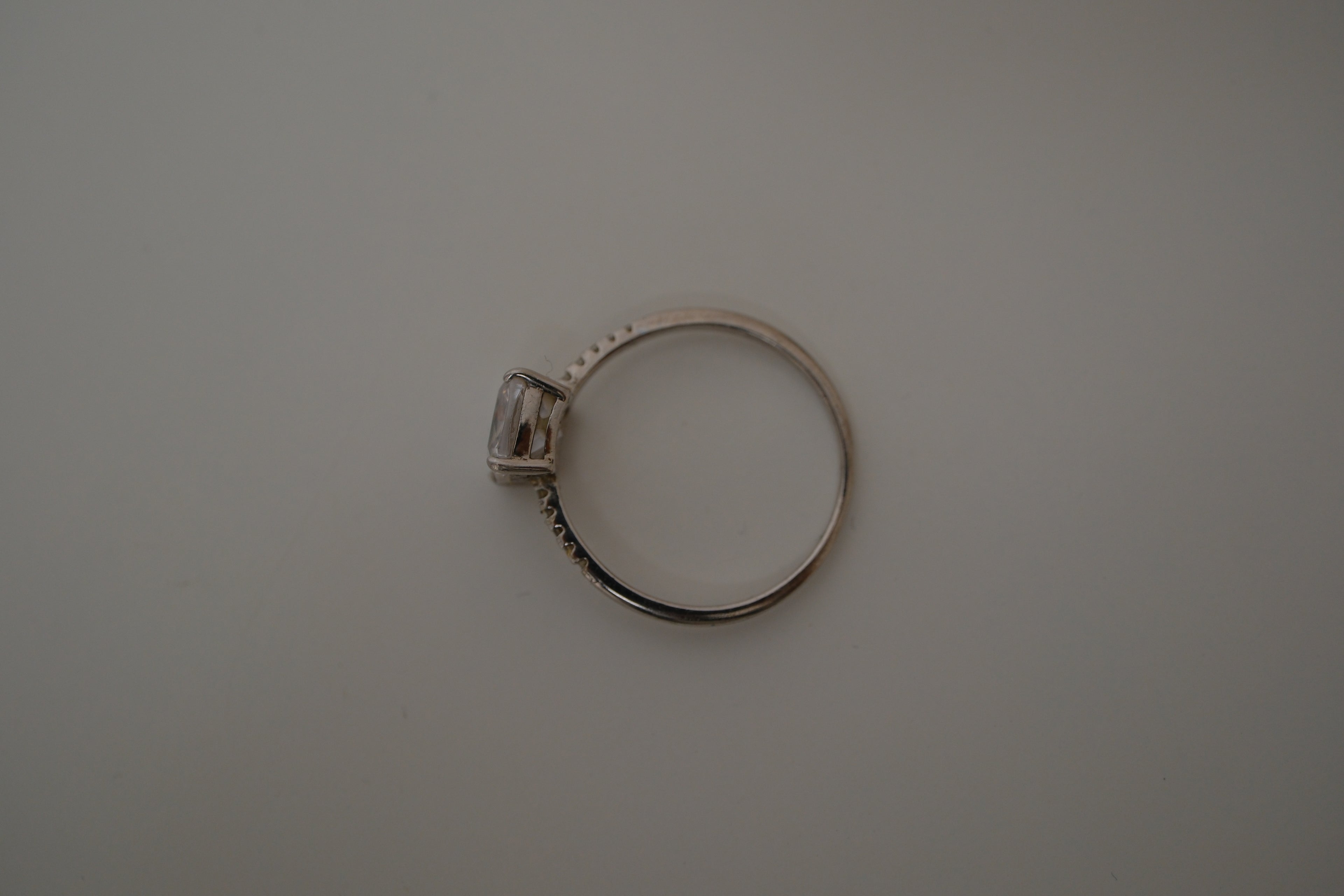 Sterling silver cushion-cut solitaire ring