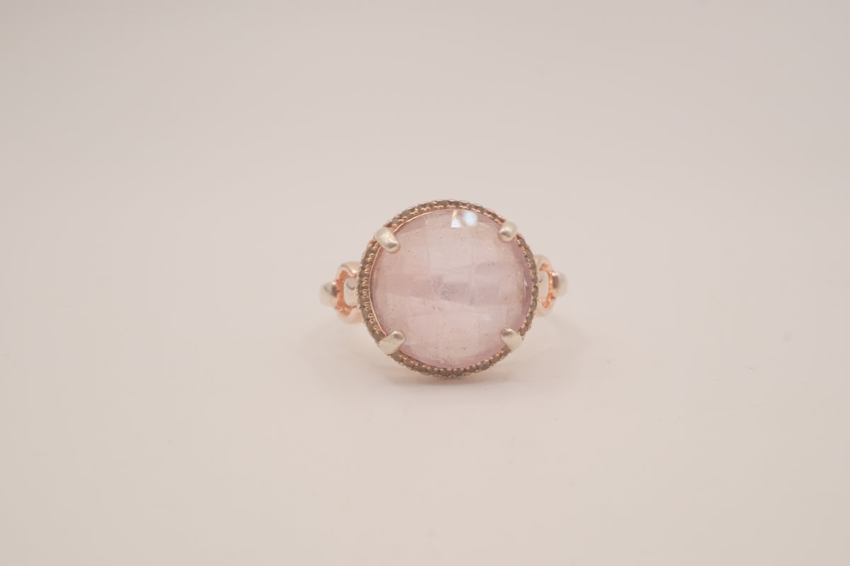 Vintage Sterling Silver Rose Quatrz cocktail ring