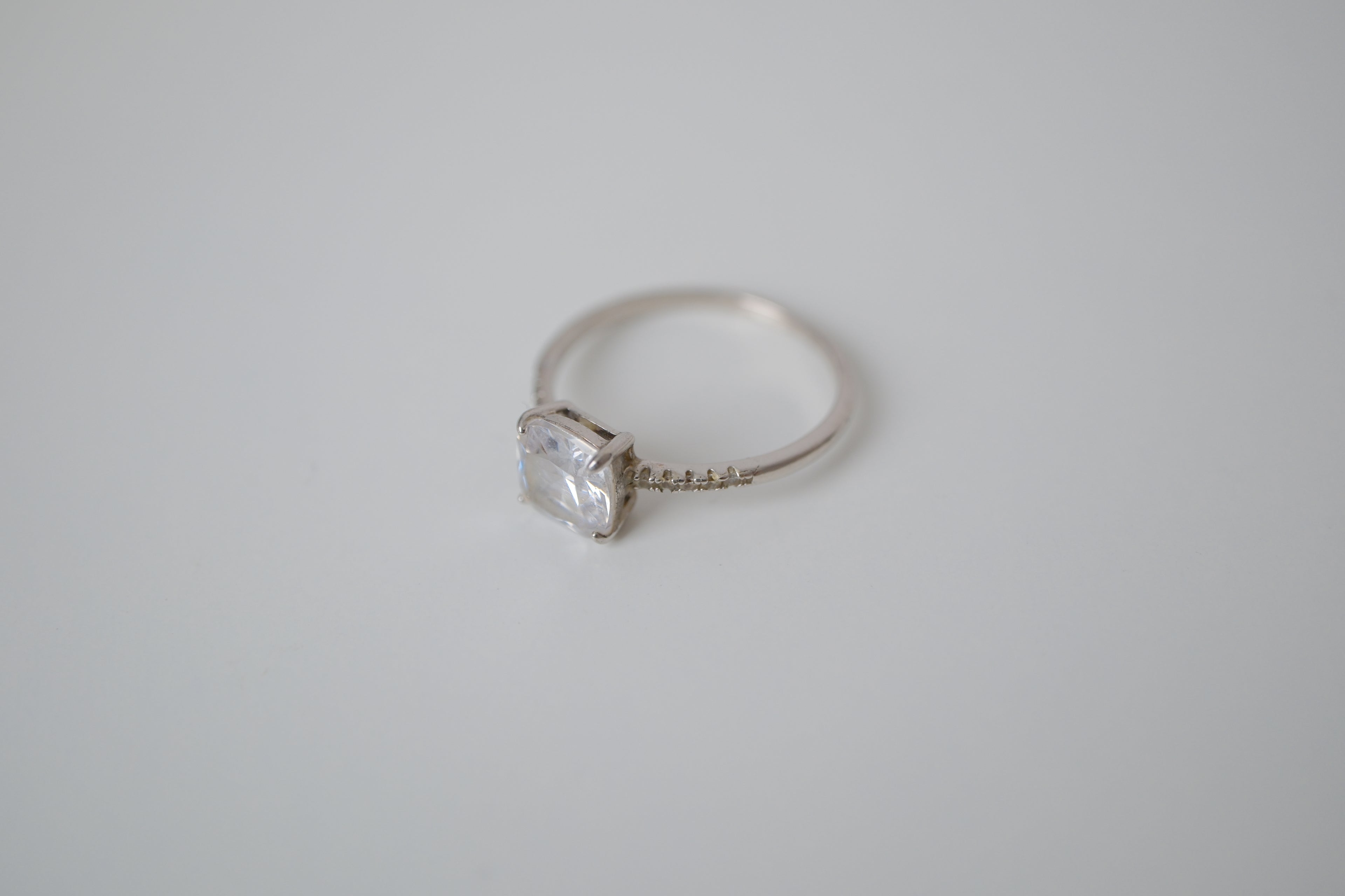 Sterling silver cushion-cut solitaire ring