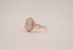 Vintage Sterling Silver Rose Quatrz cocktail ring