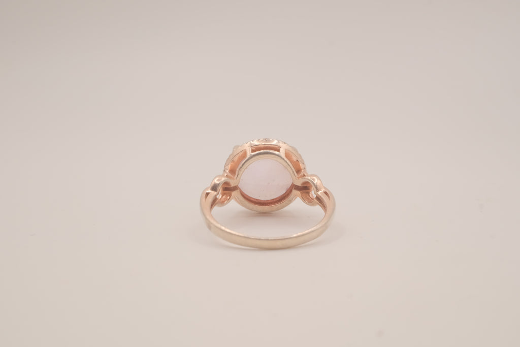 Vintage Sterling Silver Rose Quatrz cocktail ring