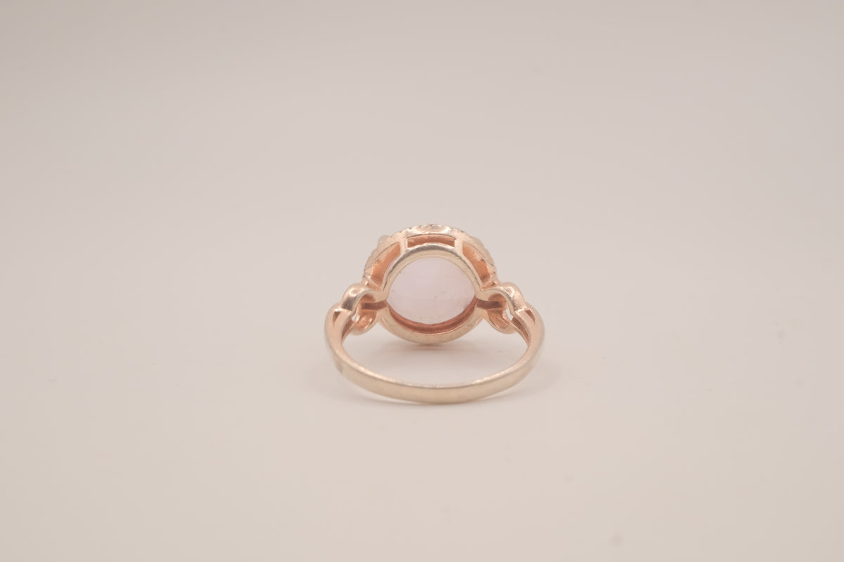 Vintage Sterling Silver Rose Quatrz cocktail ring