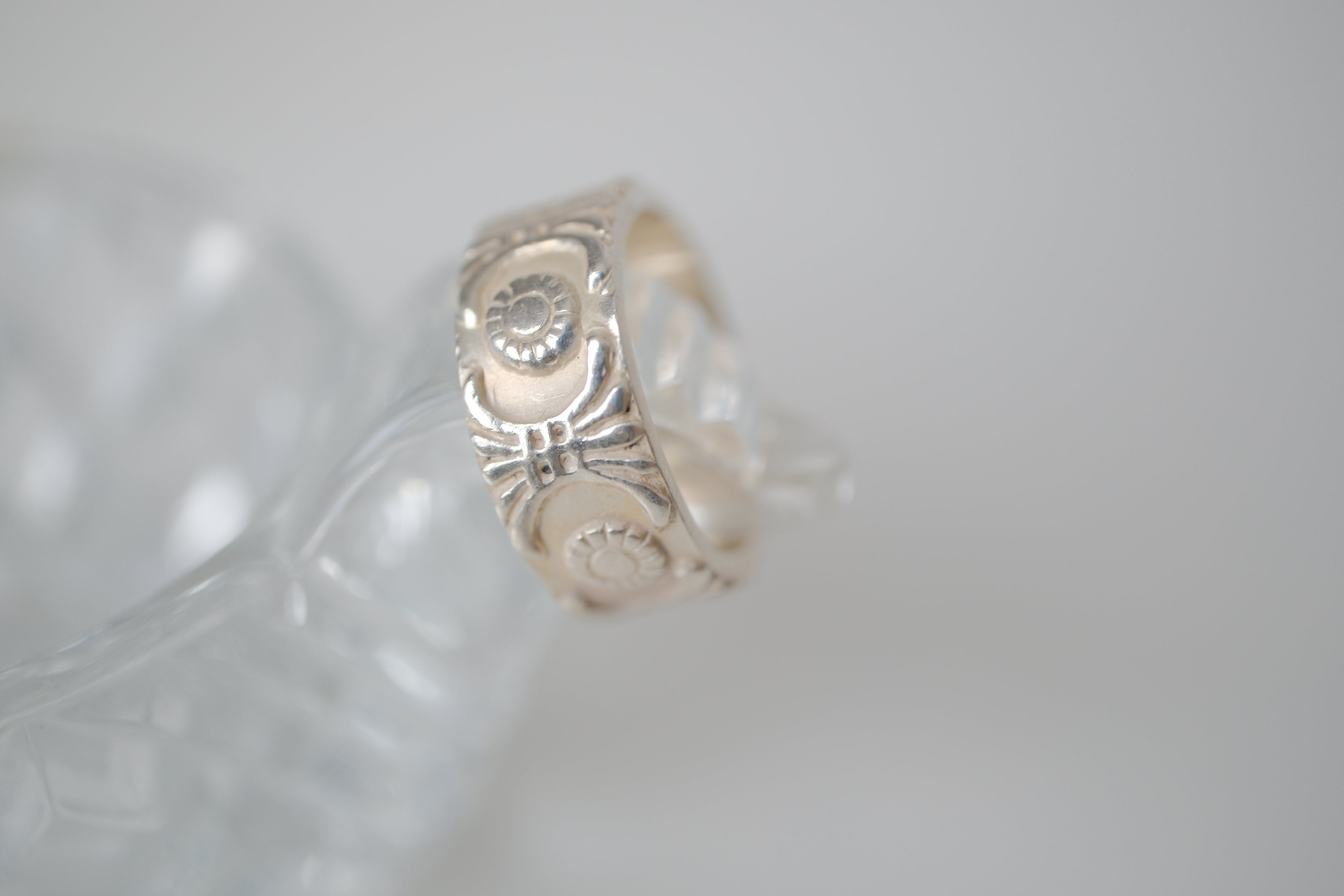 Sterling silver repoussé band ring