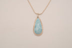 Sterling silver teardrop larimar pendant necklace