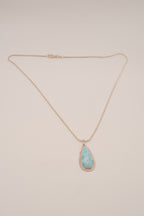 Sterling silver teardrop larimar pendant necklace