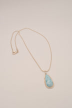 Sterling silver teardrop larimar pendant necklace