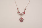 Vintage Bohemian Sterling silver garnet cluster drop necklace