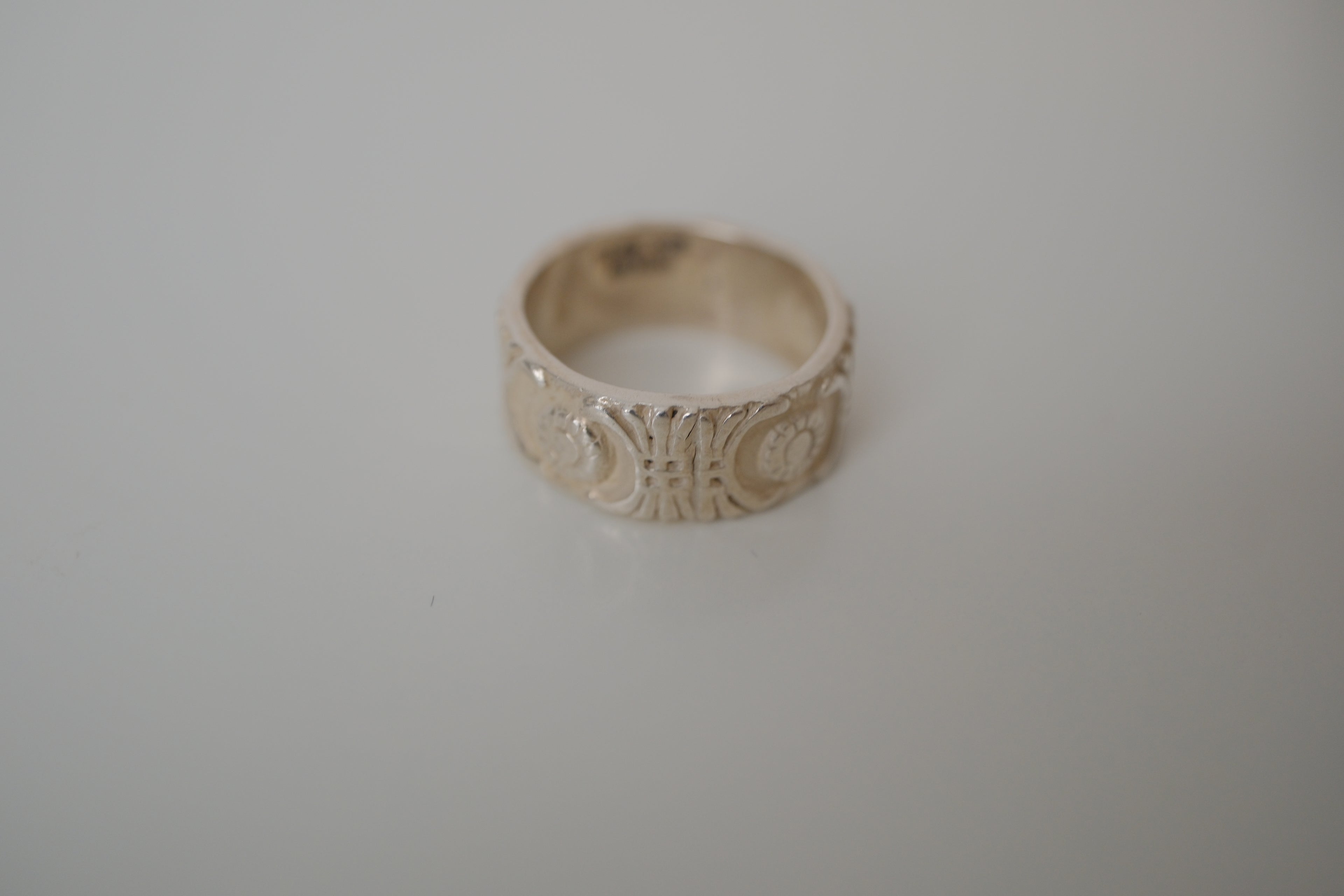 Sterling silver repoussé band ring