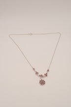 Vintage Bohemian Sterling silver garnet cluster drop necklace