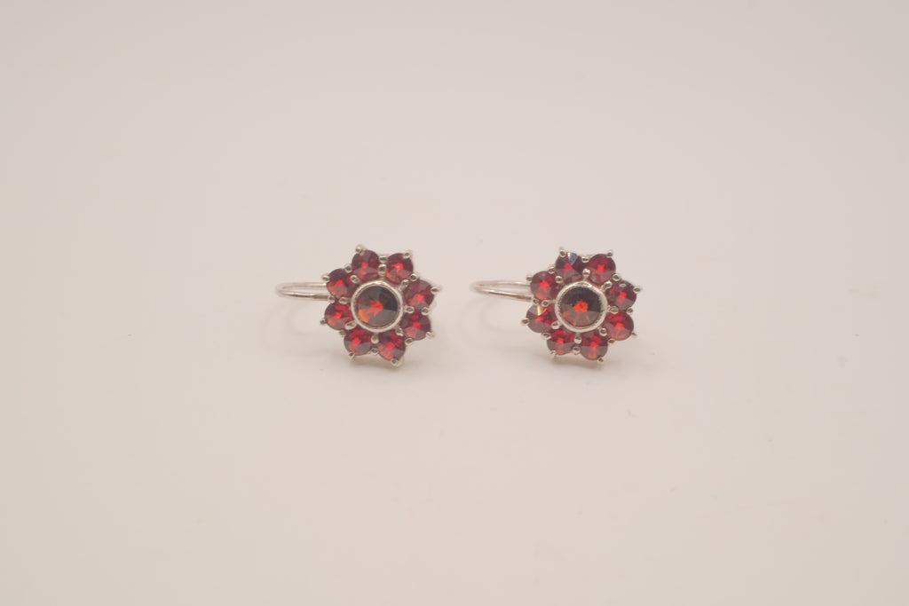 Vintage Sterling silver flower cluster earrings