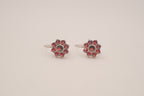 Vintage Sterling silver flower cluster earrings