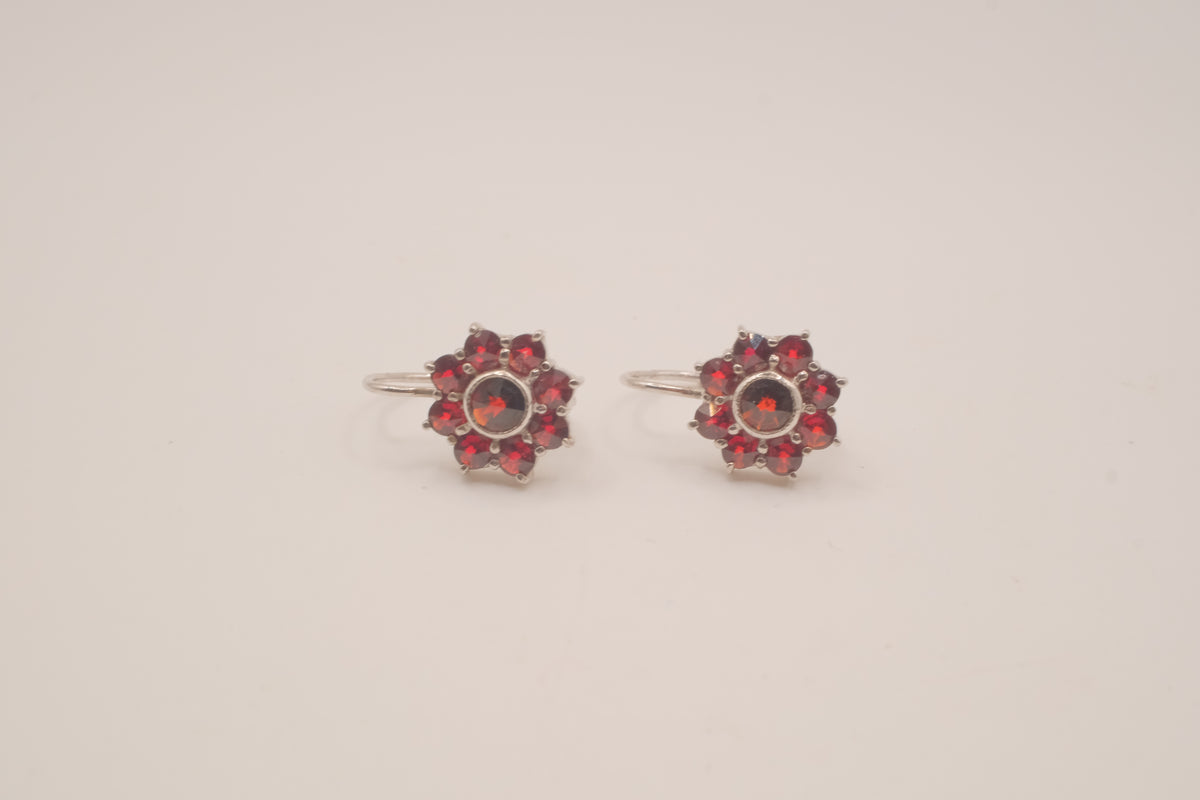 Vintage Sterling silver flower cluster earrings