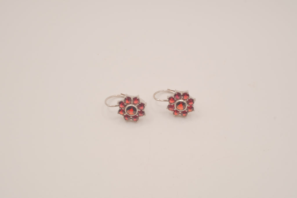 Vintage Sterling silver flower cluster earrings