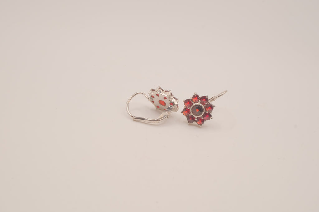 Vintage Sterling silver flower cluster earrings