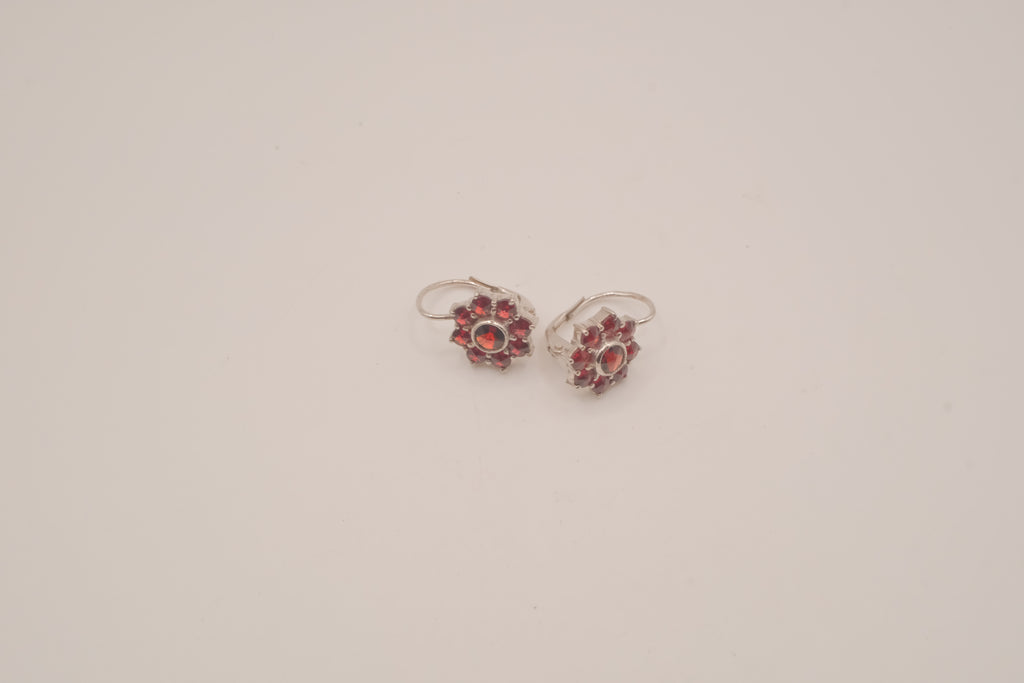 Vintage Sterling silver flower cluster earrings