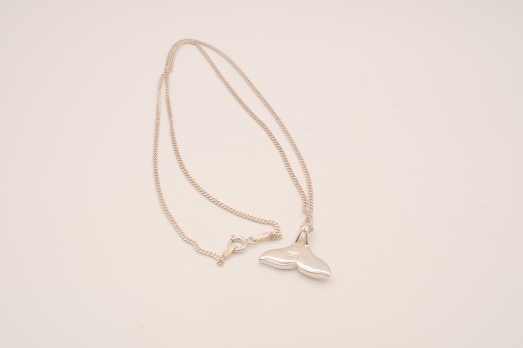 Vintage Sterling silver Opal Whale tail pendant necklace