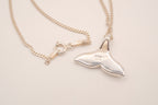 Vintage Sterling silver Opal Whale tail pendant necklace