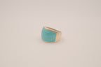 Turquoise inlay sterling silver statement ring