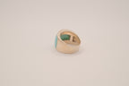 Turquoise inlay sterling silver statement ring