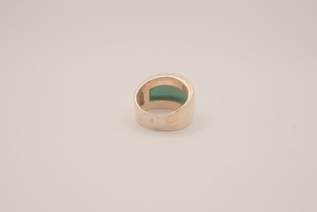 Turquoise inlay sterling silver statement ring