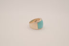 Turquoise inlay sterling silver statement ring