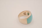 Turquoise inlay sterling silver statement ring