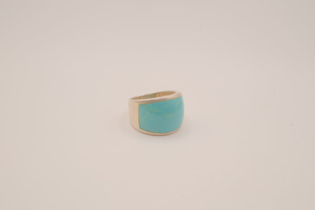 Turquoise inlay sterling silver statement ring