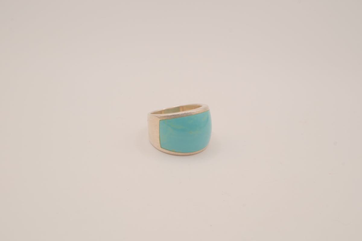 Turquoise inlay sterling silver statement ring