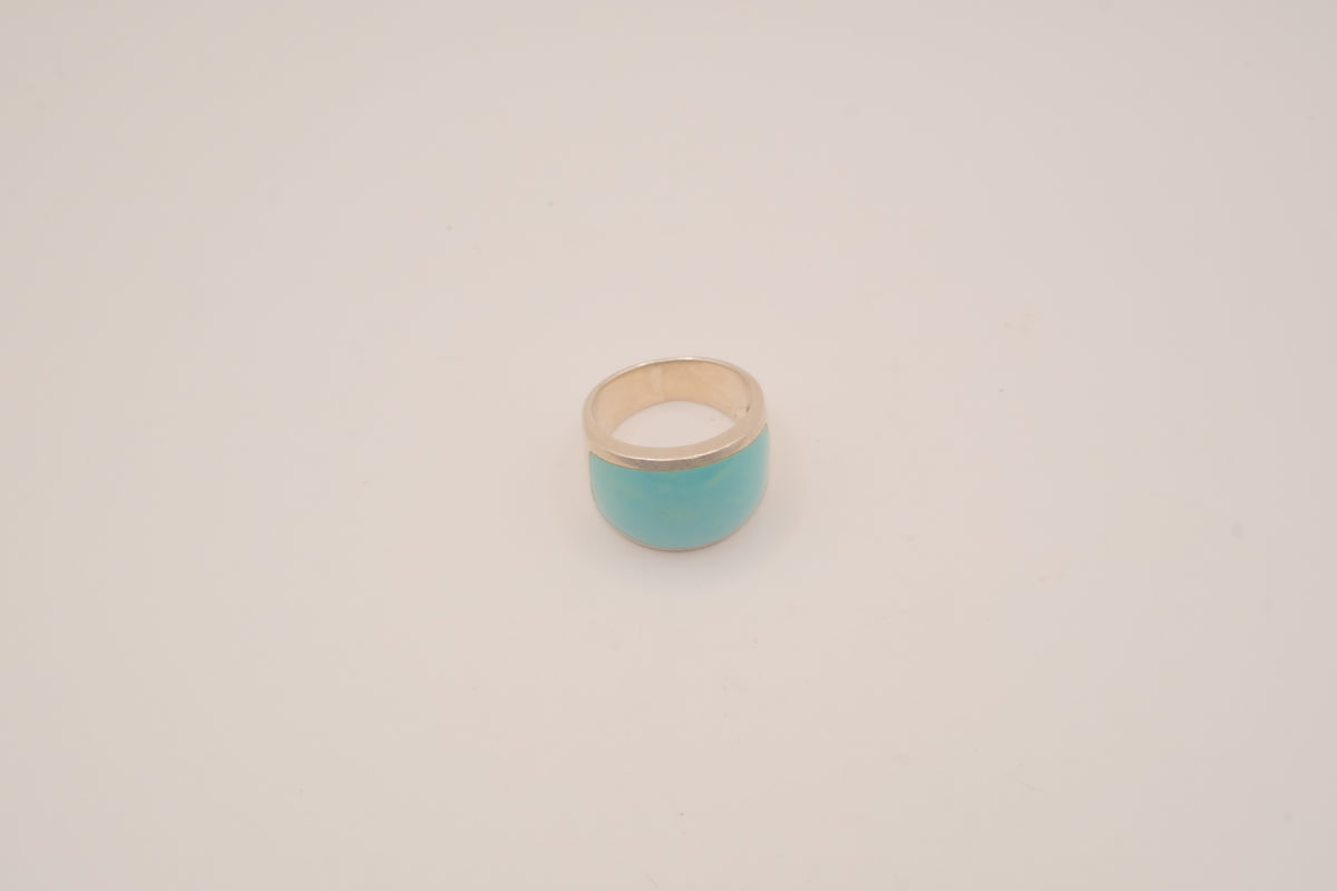 Turquoise inlay sterling silver statement ring