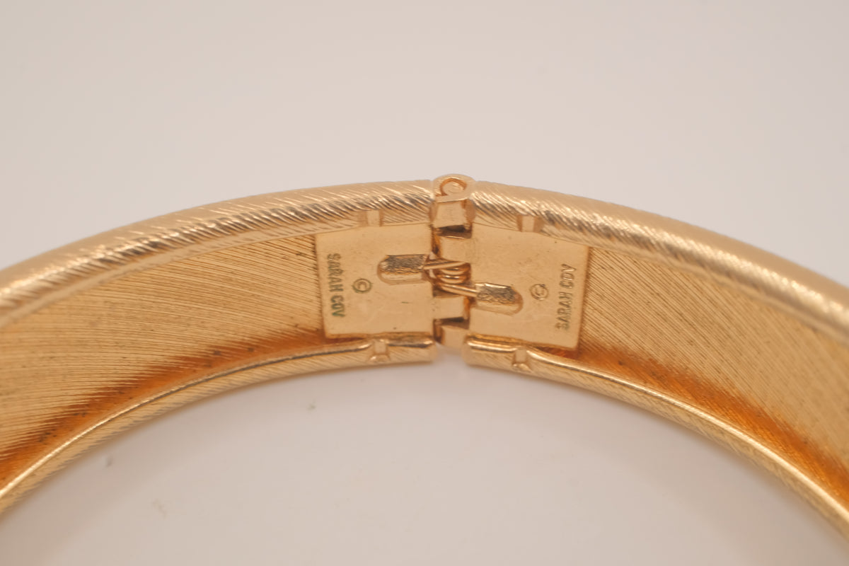 Vintage Sarah Cov "Tailored Cuff" hinged clamper bangle bracelet