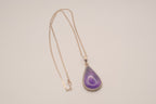 Vintage Sterling silver teardrop Amethyst pendant necklace