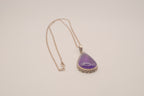 Vintage Sterling silver teardrop Amethyst pendant necklace