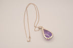 Vintage Sterling silver teardrop Amethyst pendant necklace