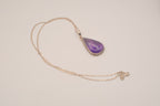 Vintage Sterling silver teardrop Amethyst pendant necklace